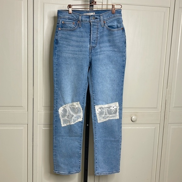 Levi Strauss & Co Women’s “Wedgie Straight” High Rise Patchwork Jeans Size 27 - Picture 1 of 14